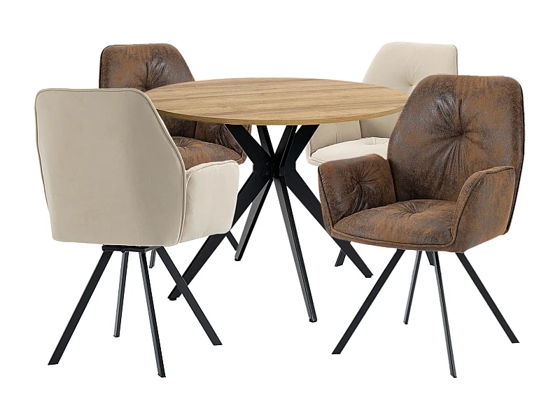 Ensemble de table à manger ronde avec 4 chaises, CLIFTOAKXSET