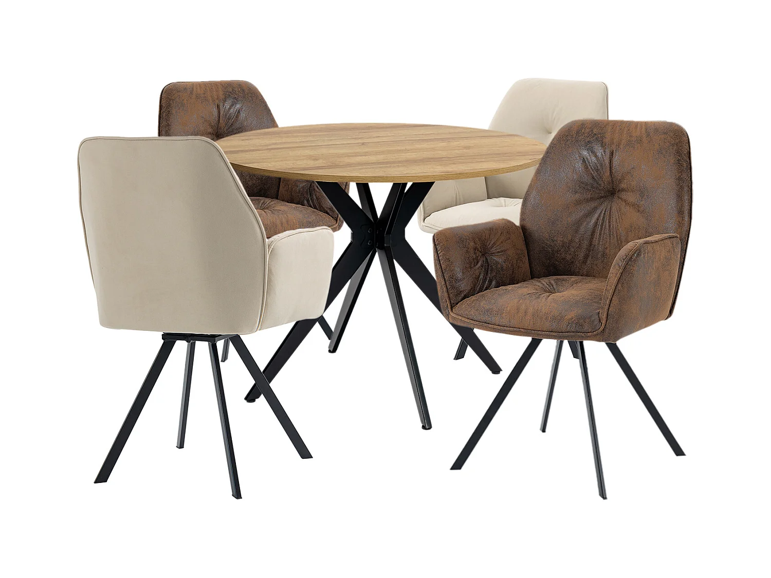 Ensemble de table à manger ronde avec 4 chaises, CLIFTOAKXSET