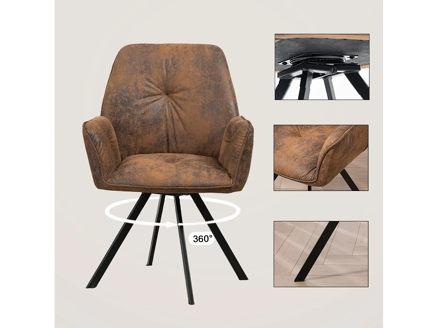 Ensemble de table à manger ronde avec 4 chaises, CLIFTOAKXSET