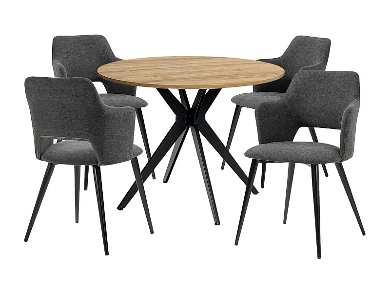 Ensemble de table à manger ronde avec 4 chaises, CLIFTOAKXSET