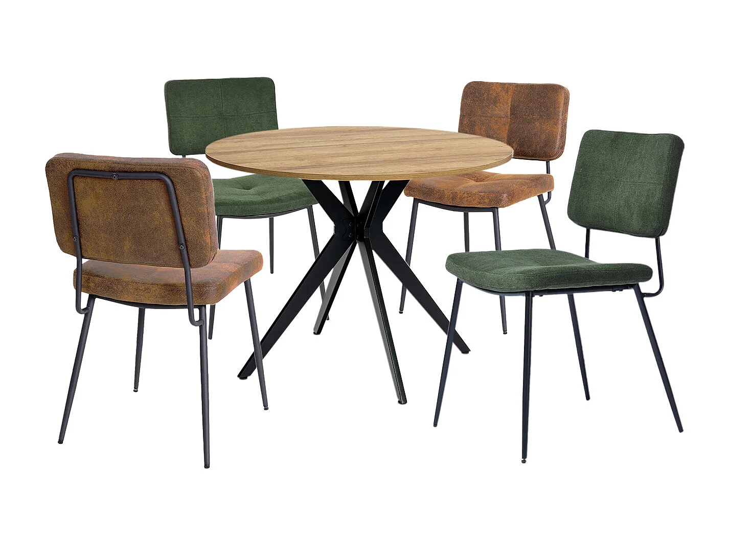 Ensemble de table à manger ronde avec 4 chaises, CLIFTOAKXSET