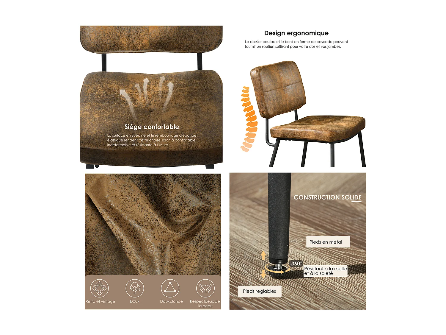 Ensemble de table à manger ronde avec 4 chaises, CLIFTOAKXSET