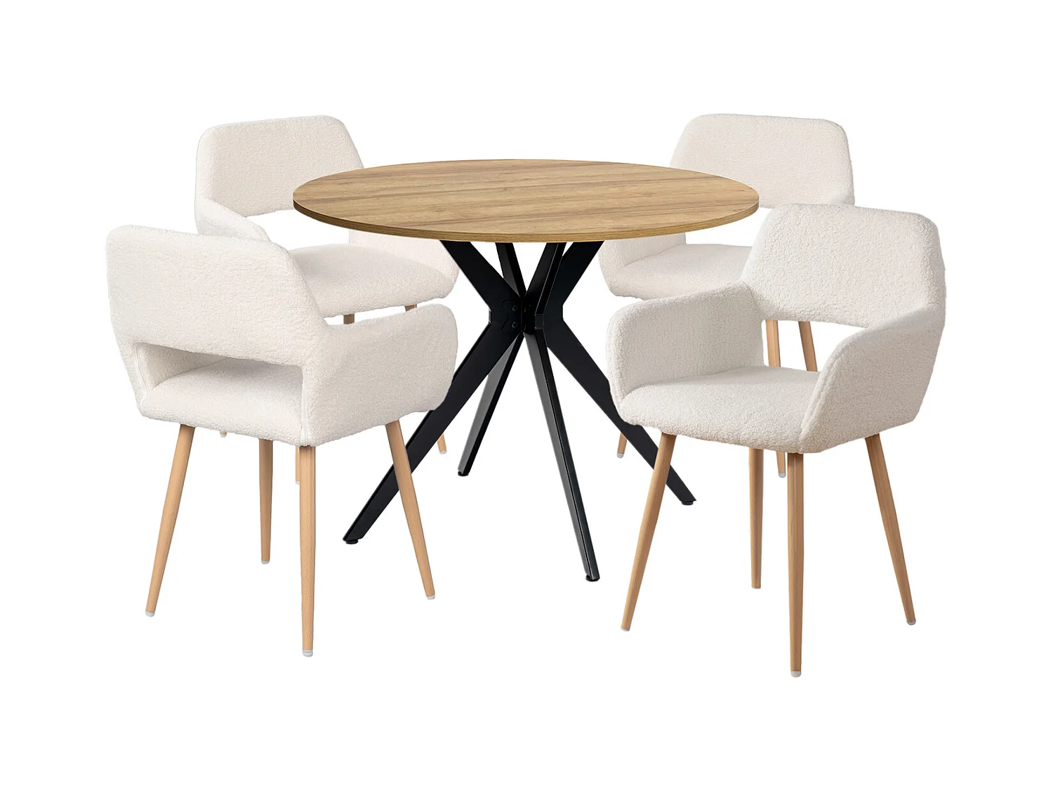 Ensemble de table à manger ronde avec 4 chaises, CLIFTOAKXSET