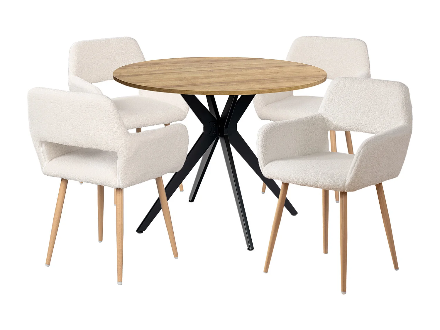Ensemble de table à manger ronde avec 4 chaises, CLIFTOAKXSET