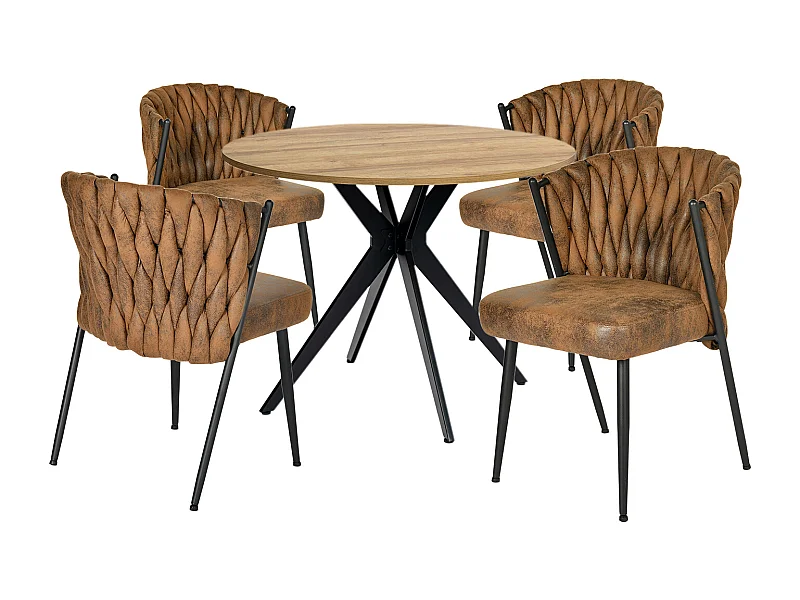 Ensemble de table à manger ronde avec 4 chaises, CLIFTOAKXSET