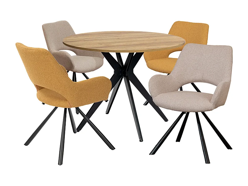 Ensemble de table à manger ronde avec 4 chaises, CLIFTOAKXSET