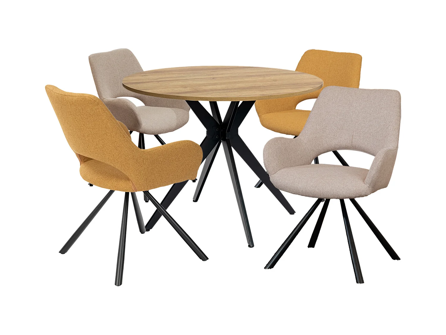Ensemble de table à manger ronde avec 4 chaises, CLIFTOAKXSET