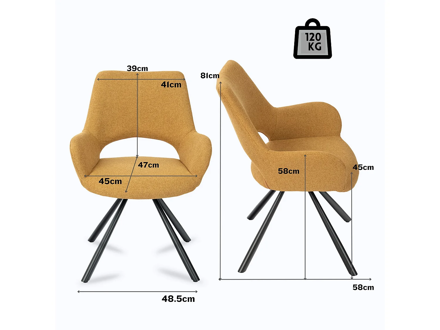 Ensemble de table à manger ronde avec 4 chaises, CLIFTOAKXSET