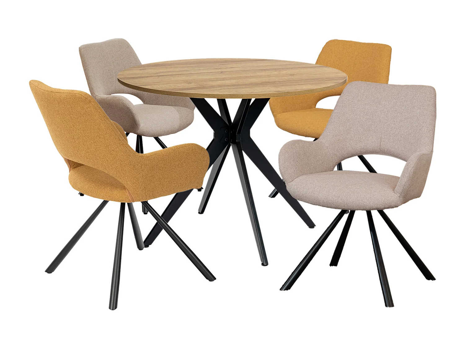 Ensemble de table à manger ronde avec 4 chaises, CLIFTOAKXSET