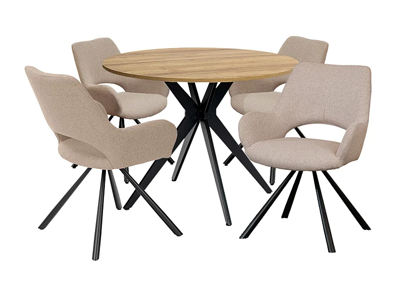 Ensemble de table à manger ronde avec 4 chaises, CLIFTOAKXSET