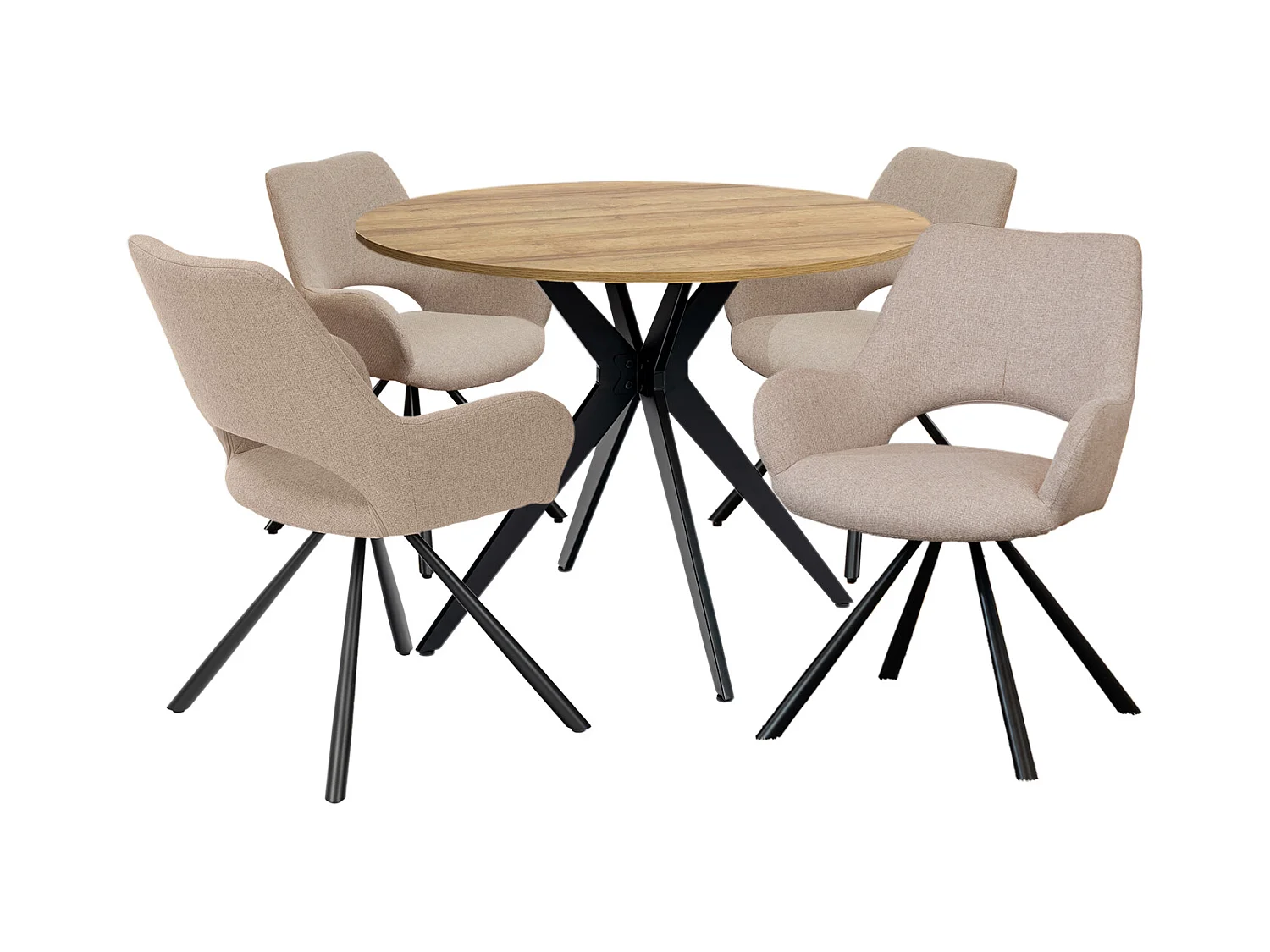 Ensemble de table à manger ronde avec 4 chaises, CLIFTOAKXSET