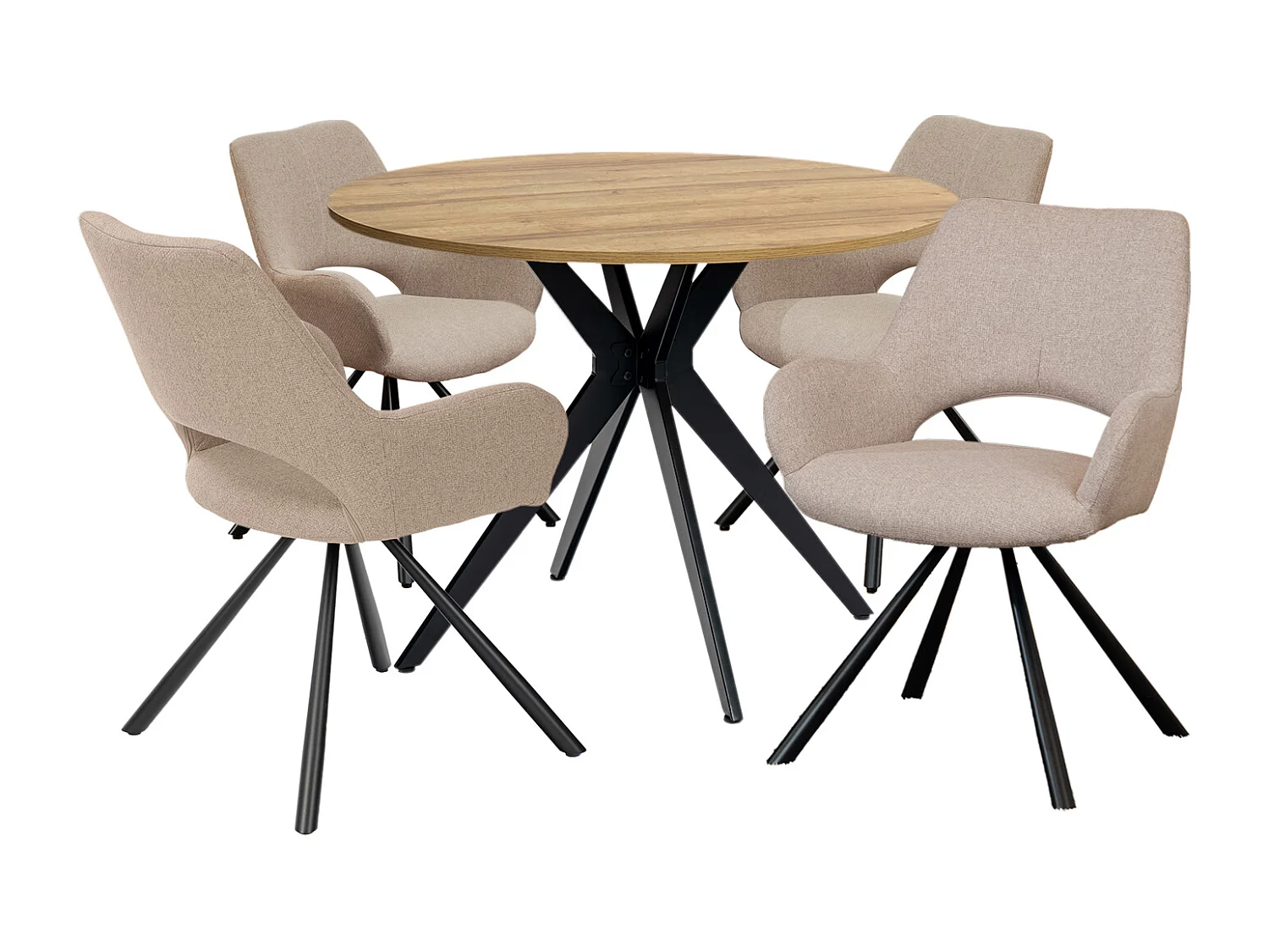 Ensemble de table à manger ronde avec 4 chaises, CLIFTOAKXSET