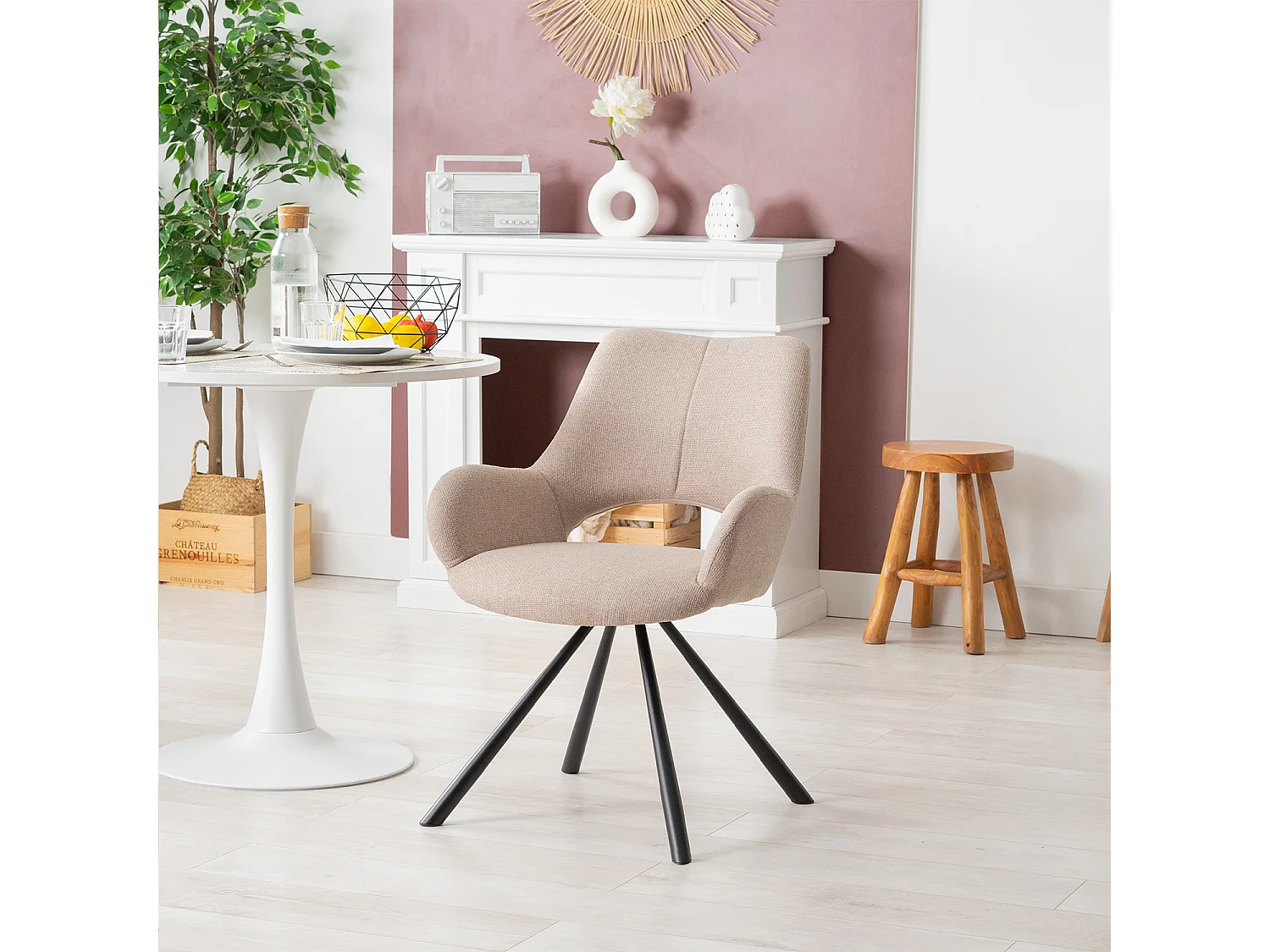 Ensemble de table à manger ronde avec 4 chaises, CLIFTOAKXSET