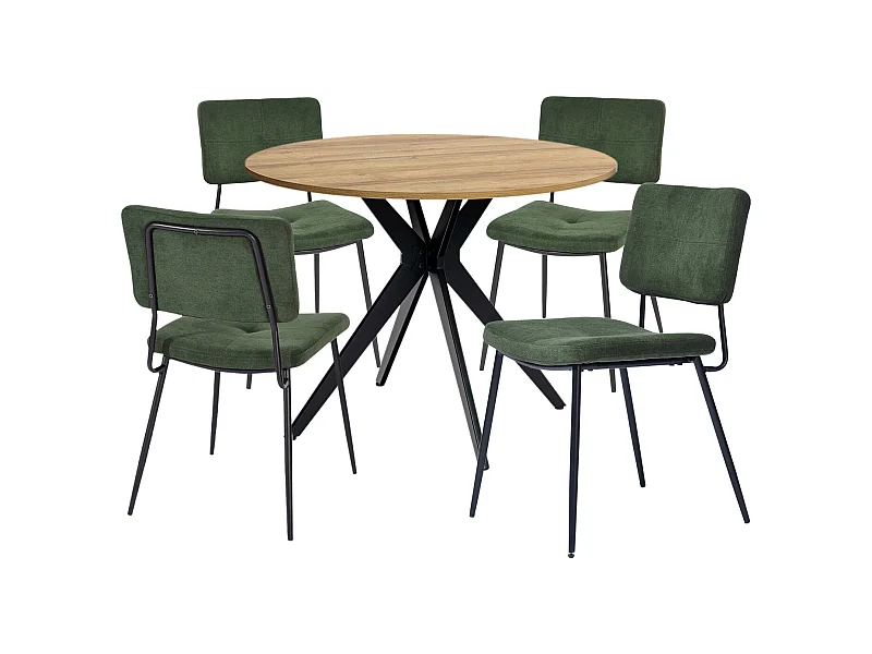 Ensemble de table à manger ronde avec 4 chaises, CLIFTOAKXSET