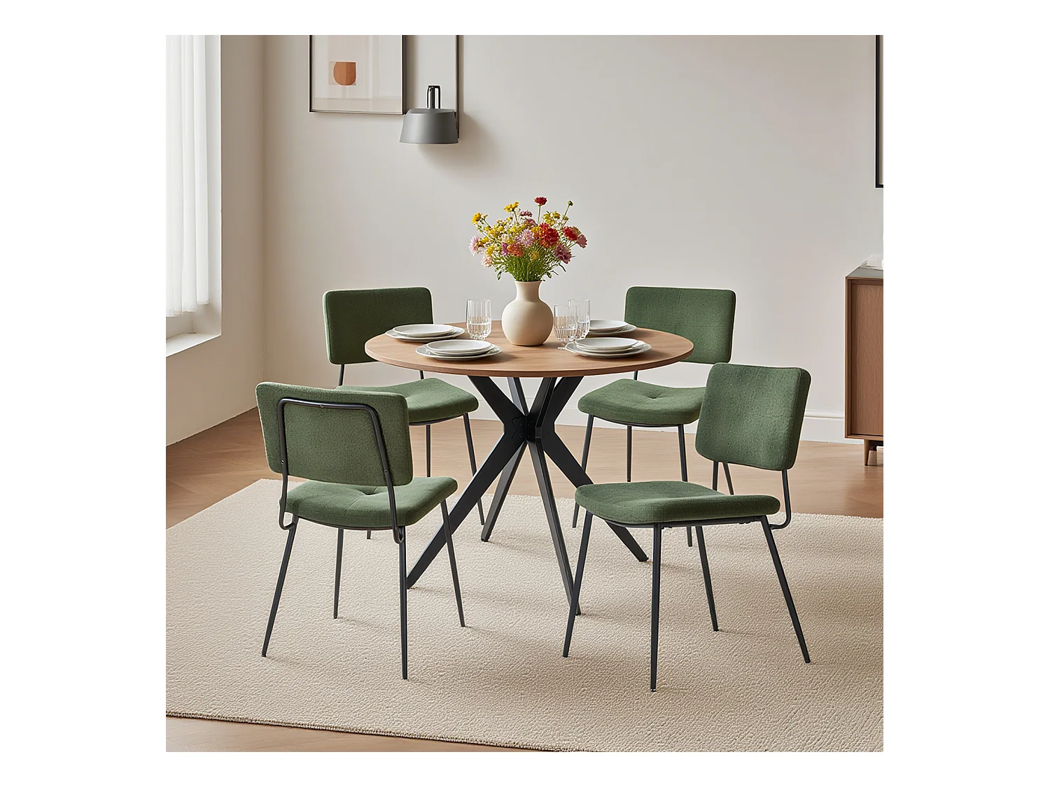 Ensemble de table à manger ronde avec 4 chaises, CLIFTOAKXSET