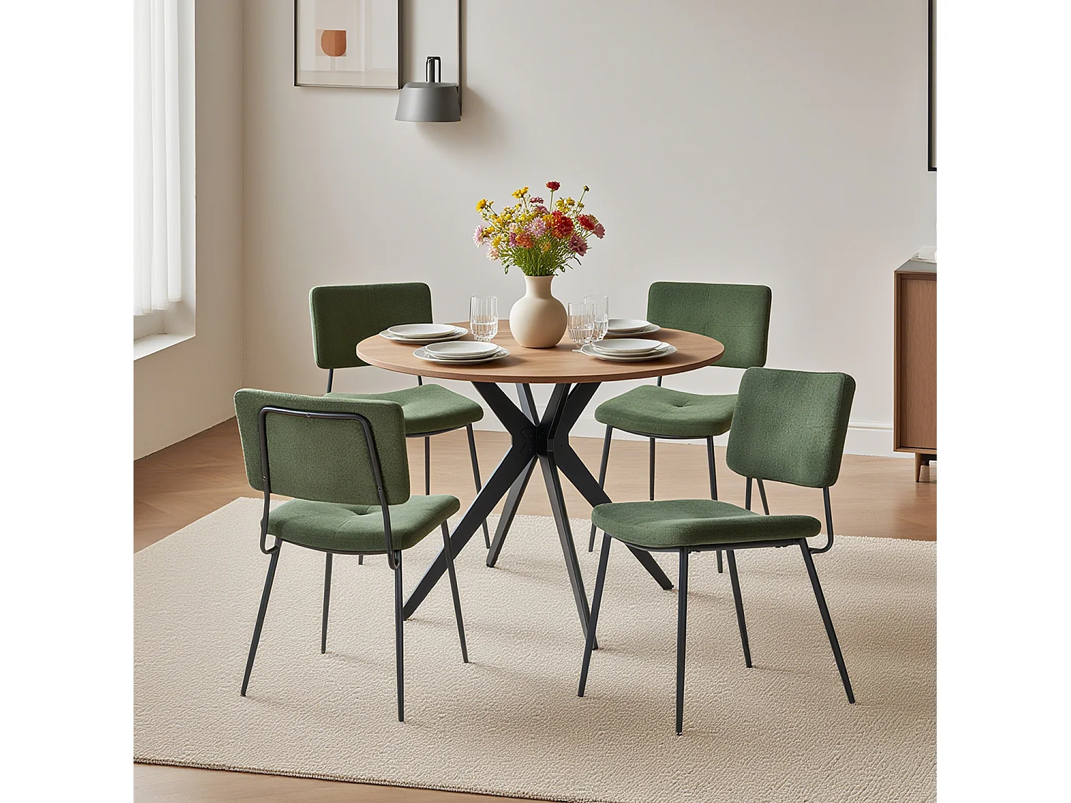 Ensemble de table à manger ronde avec 4 chaises, CLIFTOAKXSET