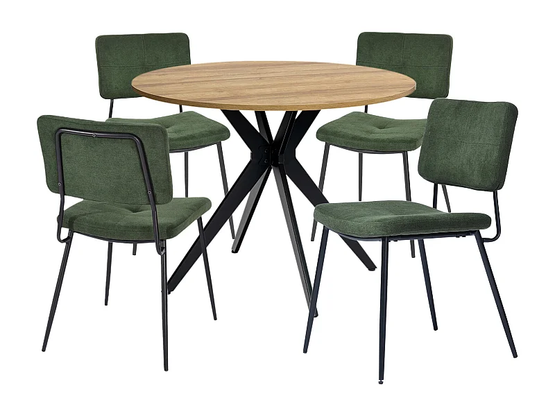 Ensemble de table à manger ronde avec 4 chaises, CLIFTOAKXSET