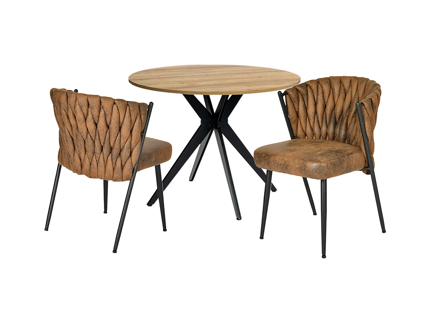 Ensemble de table à manger ronde avec 2 chaises, CLIFTOAKXSET3