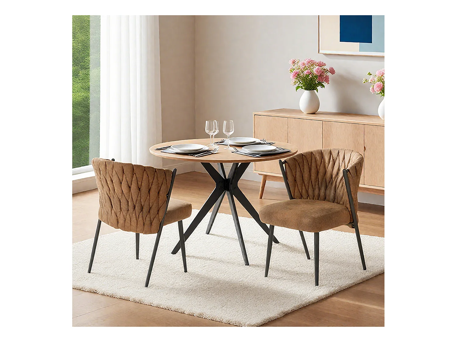 Ensemble de table à manger ronde avec 2 chaises, CLIFTOAKXSET3