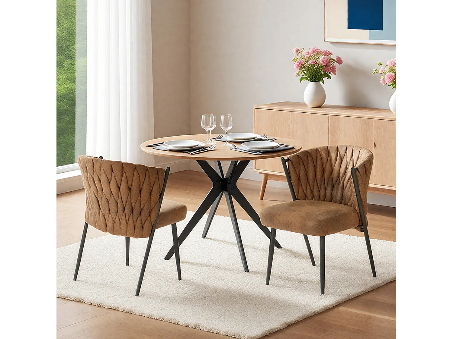 Ensemble de table à manger ronde avec 2 chaises, CLIFTOAKXSET3