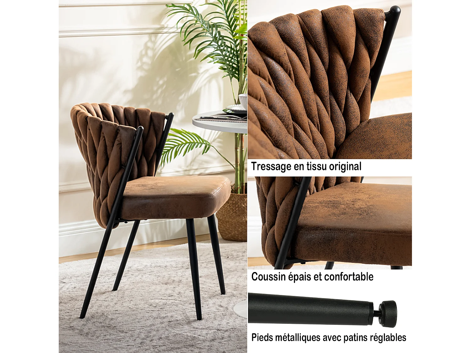 Ensemble de table à manger ronde avec 2 chaises, CLIFTOAKXSET3