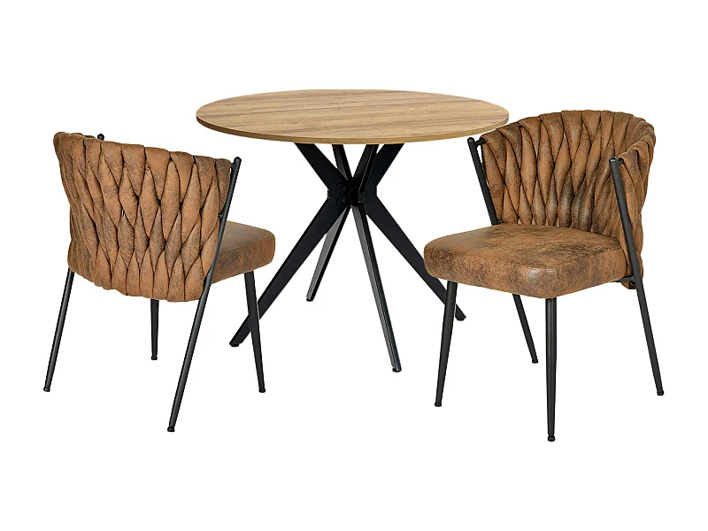 Ensemble de table à manger ronde avec 2 chaises, CLIFTOAKXSET3