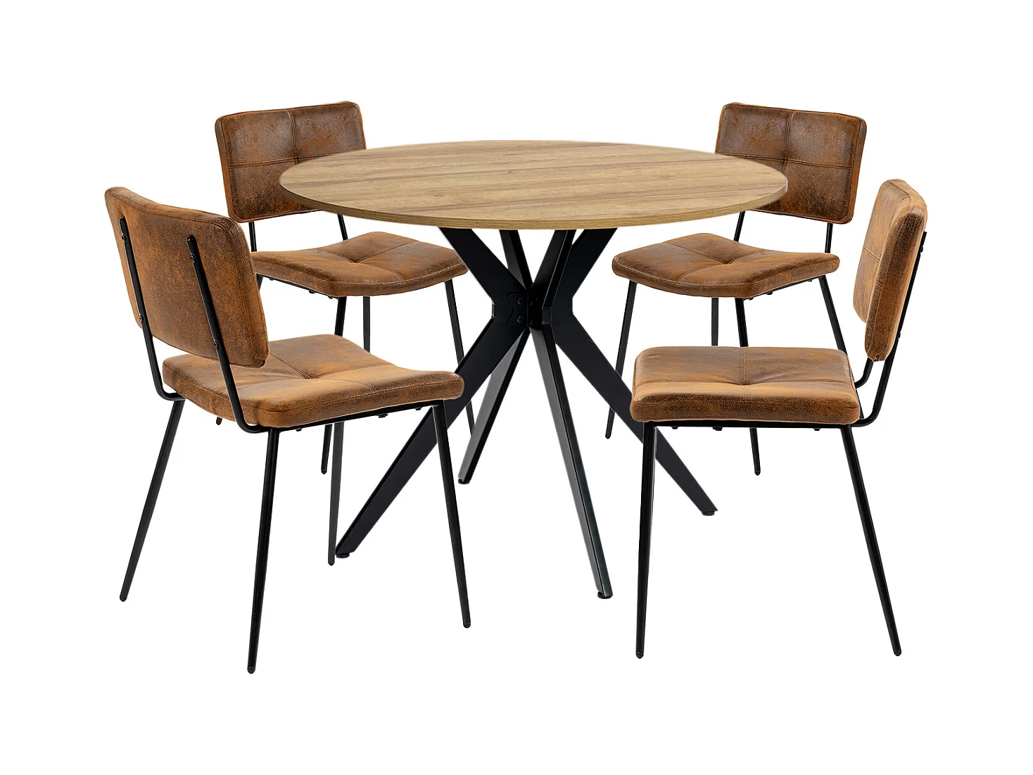 Ensemble de table à manger ronde avec 4 chaises, CLIFTOAKXSET