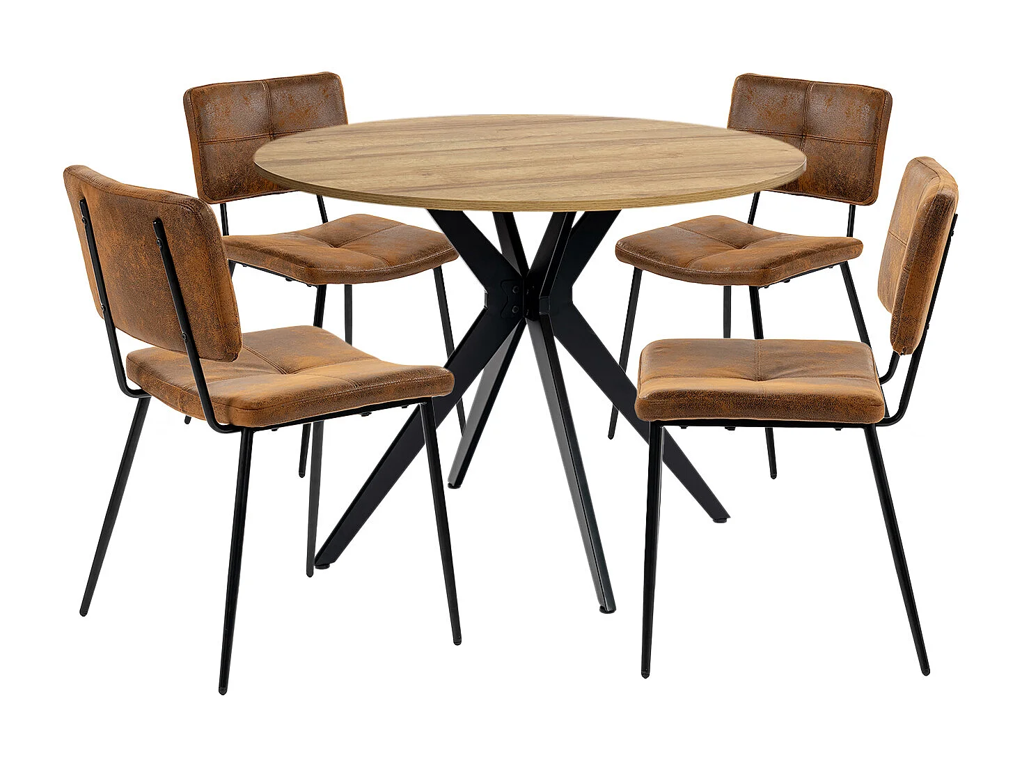 Ensemble de table à manger ronde avec 4 chaises, CLIFTOAKXSET