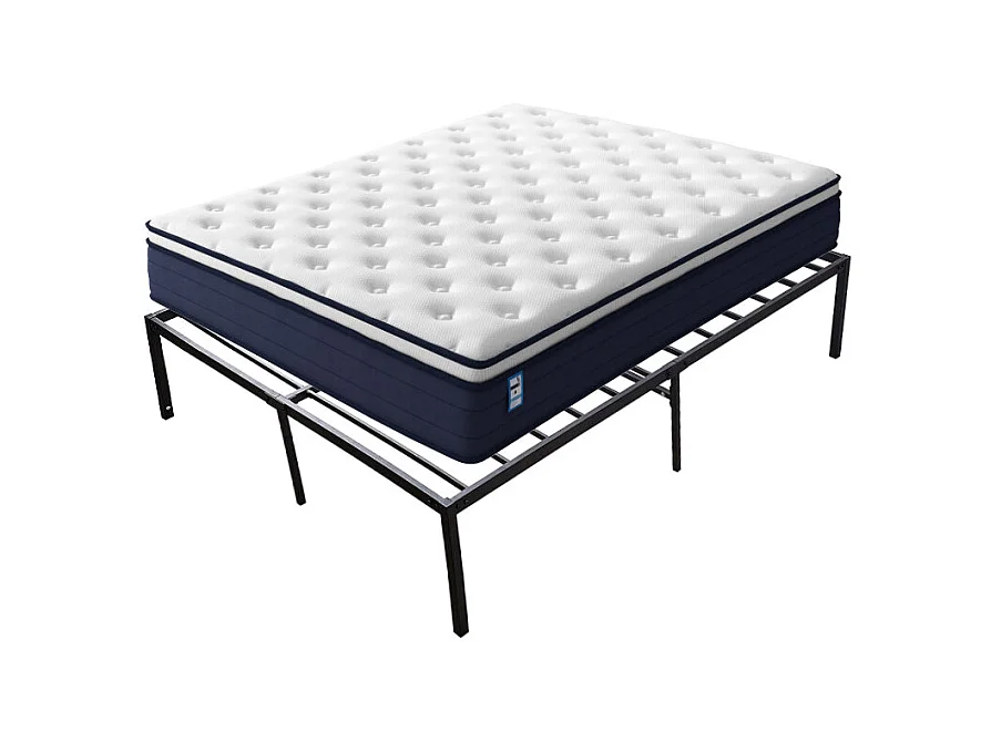 Ensemble Matelas à ressorts + Cadre de lit en métal 140x190cm, Epaisseur du Matelas 25cm