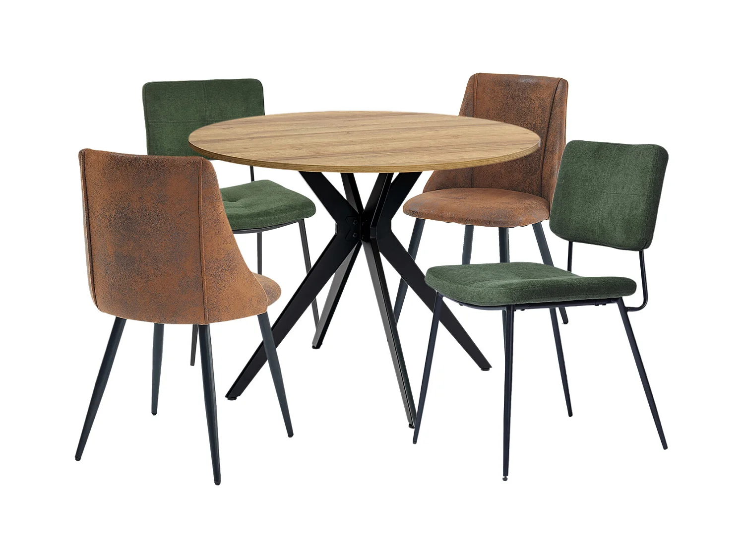 Ensemble de table à manger ronde avec 4 chaises, CLIFTOAKXSET