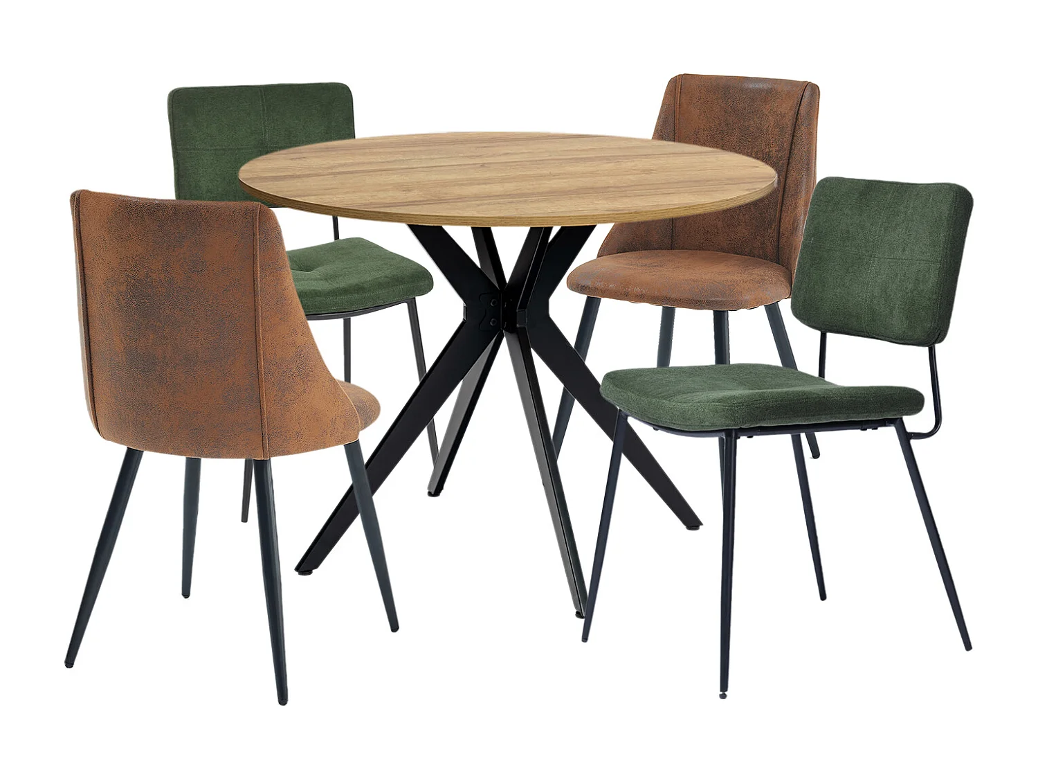 Ensemble de table à manger ronde avec 4 chaises, CLIFTOAKXSET
