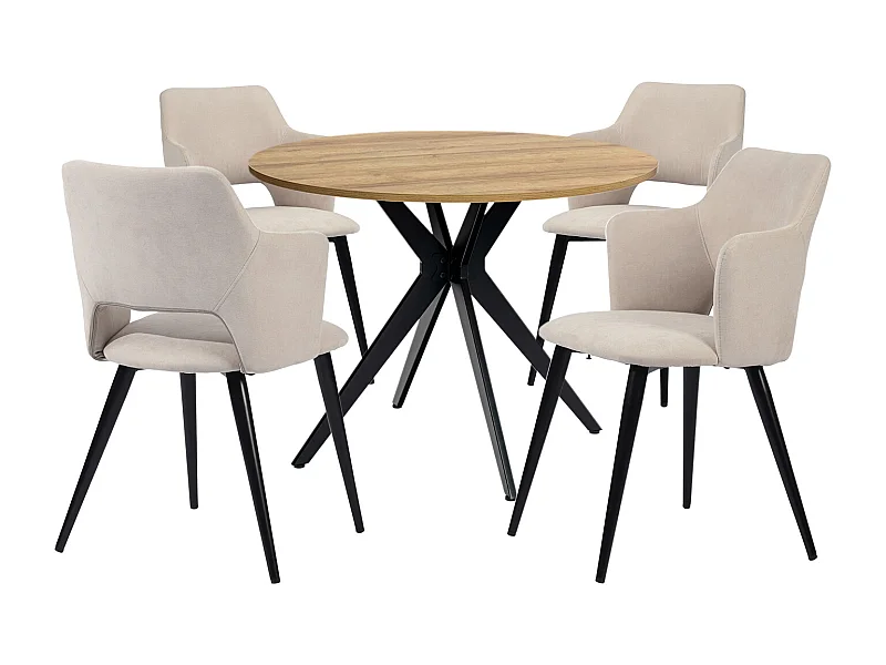 Ensemble de table à manger ronde avec 4 chaises, CLIFTOAKXSET