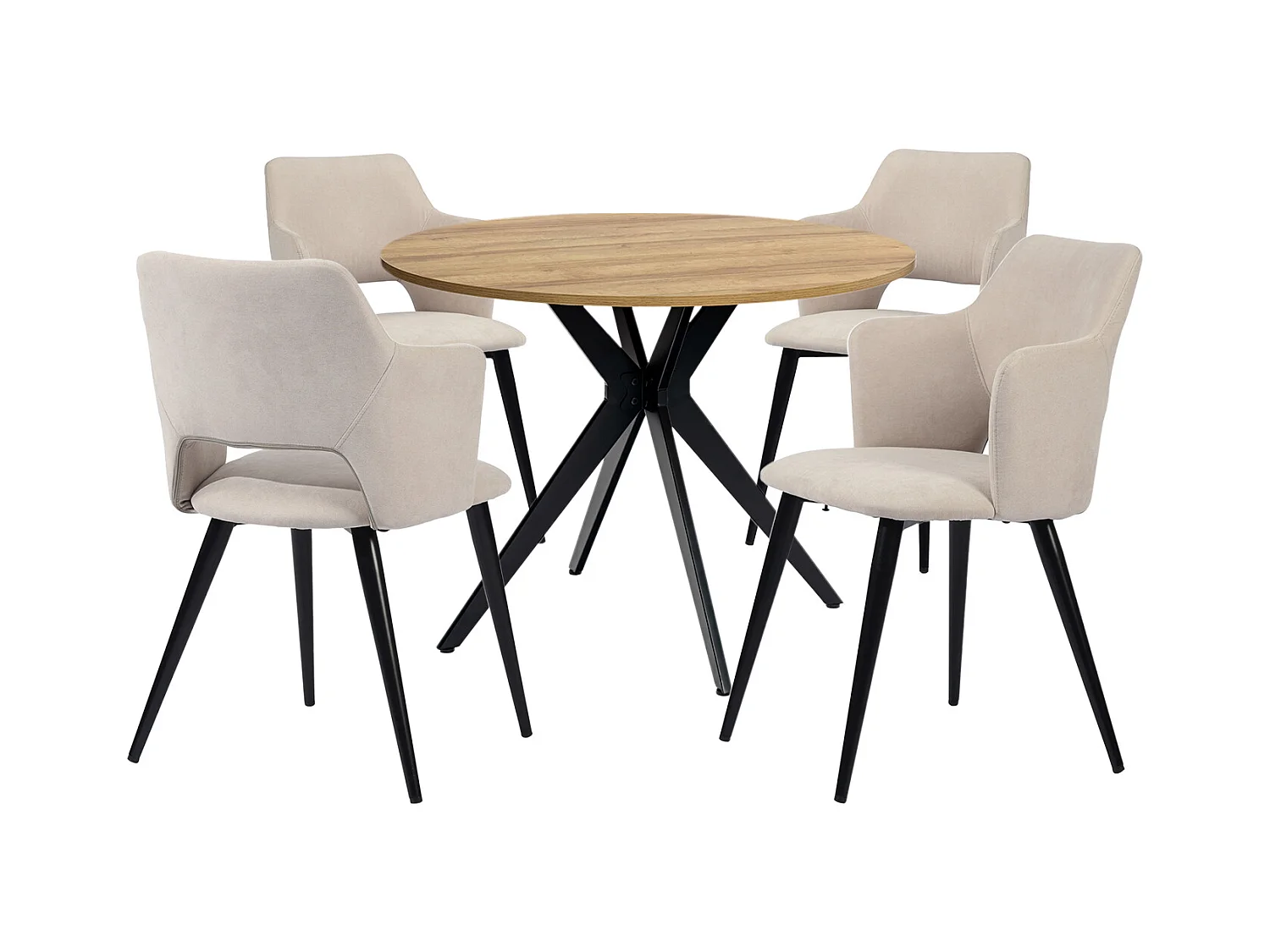 Ensemble de table à manger ronde avec 4 chaises, CLIFTOAKXSET