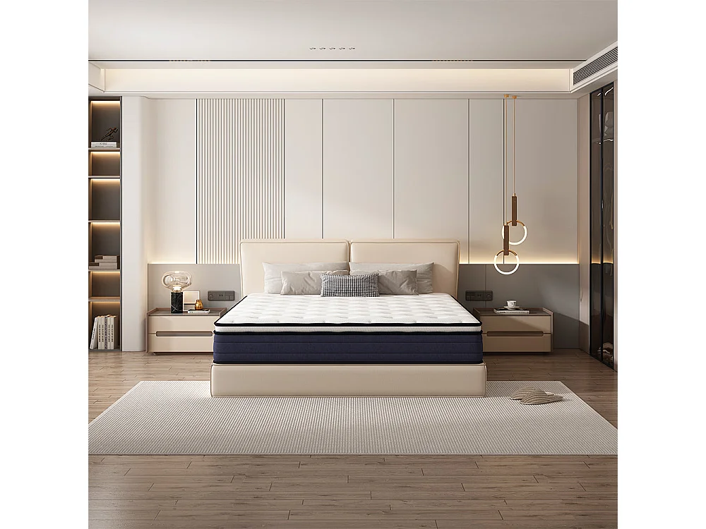 Ensemble 140x190 cm Matelas à ressorts + Sommier avec lattes larges, Epaisseur du Matelas 25cm