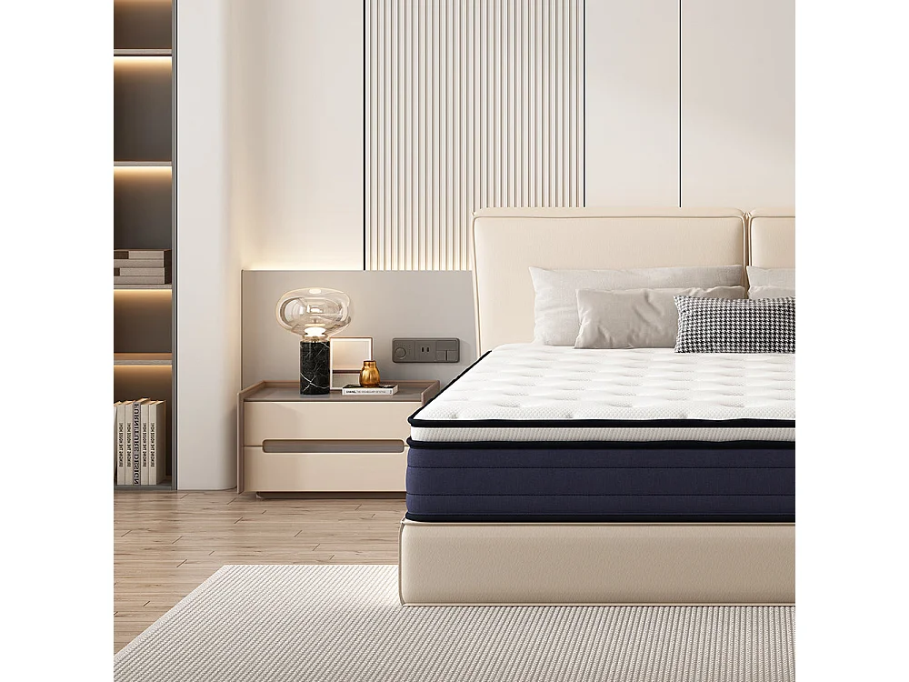 Ensemble 140x190 cm Matelas à ressorts + Sommier avec lattes larges, Epaisseur du Matelas 25cm