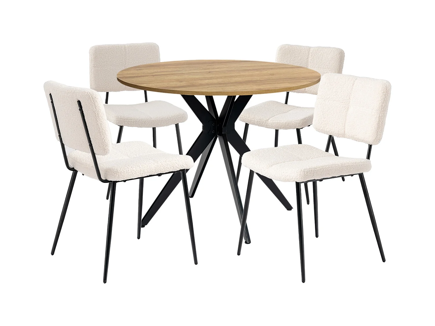 Ensemble de table à manger ronde avec 4 chaises, CLIFTOAKXSET