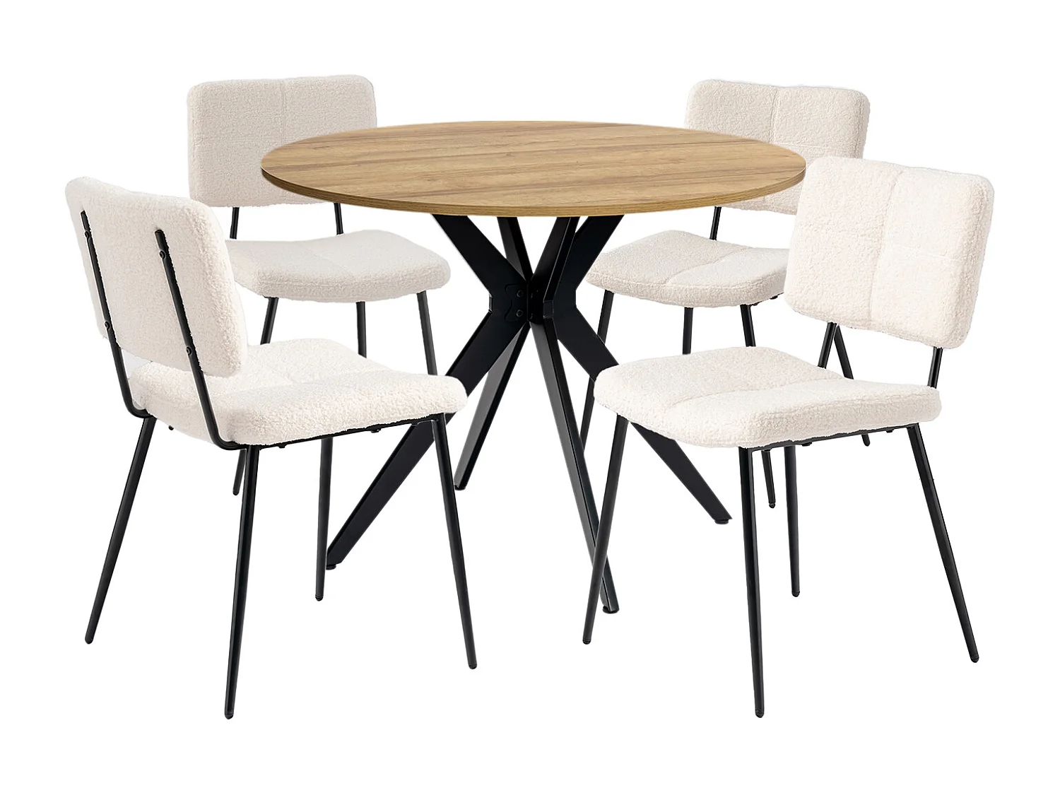 Ensemble de table à manger ronde avec 4 chaises, CLIFTOAKXSET