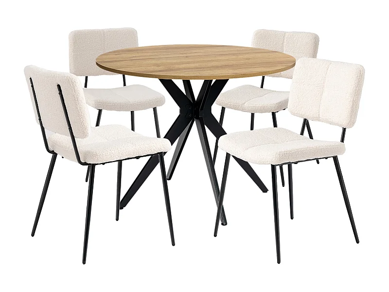 Ensemble de table à manger ronde avec 4 chaises, CLIFTOAKXSET