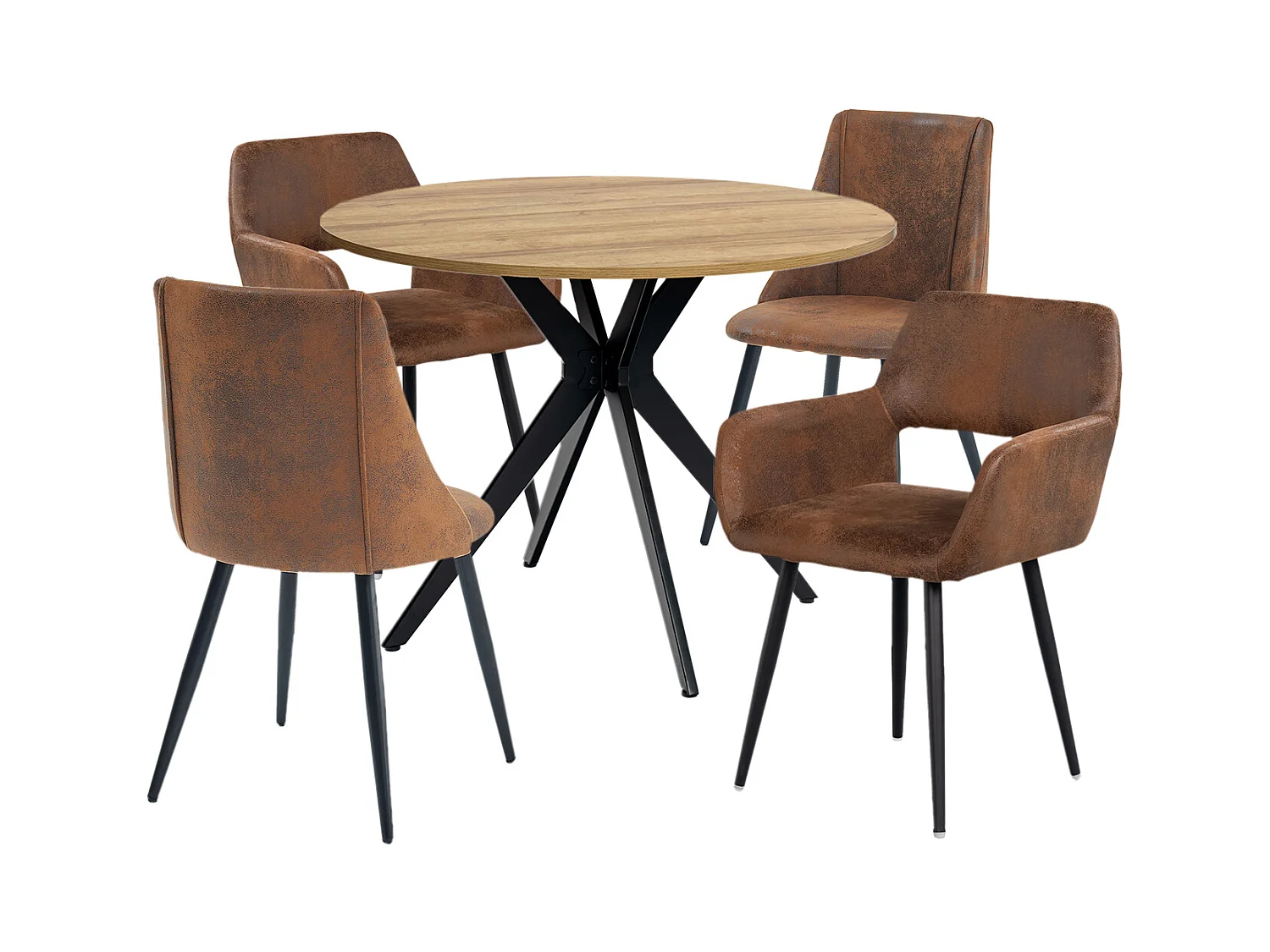 Ensemble de table à manger ronde avec 4 chaises, CLIFTOAKXSET