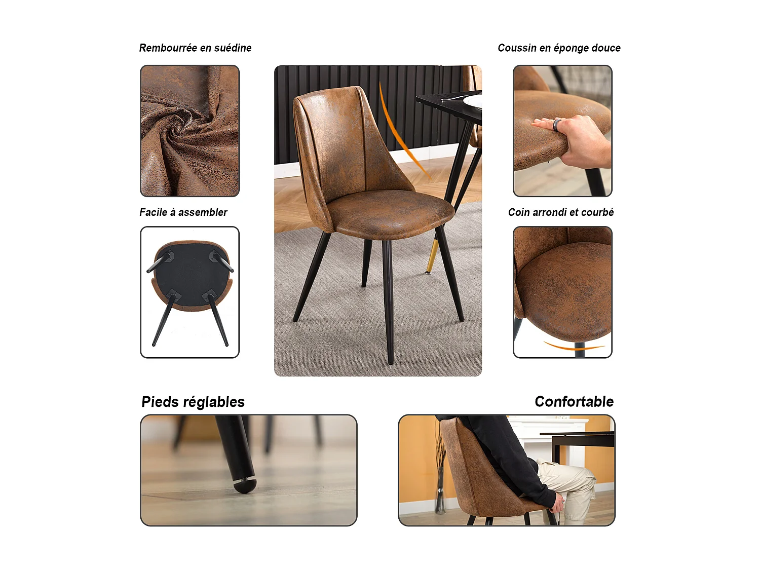 Ensemble de table à manger ronde avec 4 chaises, CLIFTOAKXSET