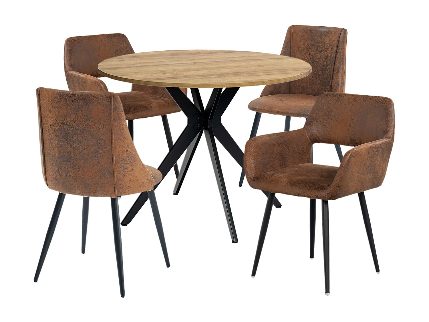 Ensemble de table à manger ronde avec 4 chaises, CLIFTOAKXSET