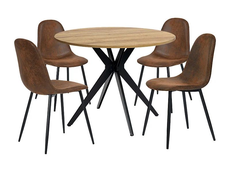 Ensemble de table à manger ronde avec 4 chaises, CLIFTOAKXSET