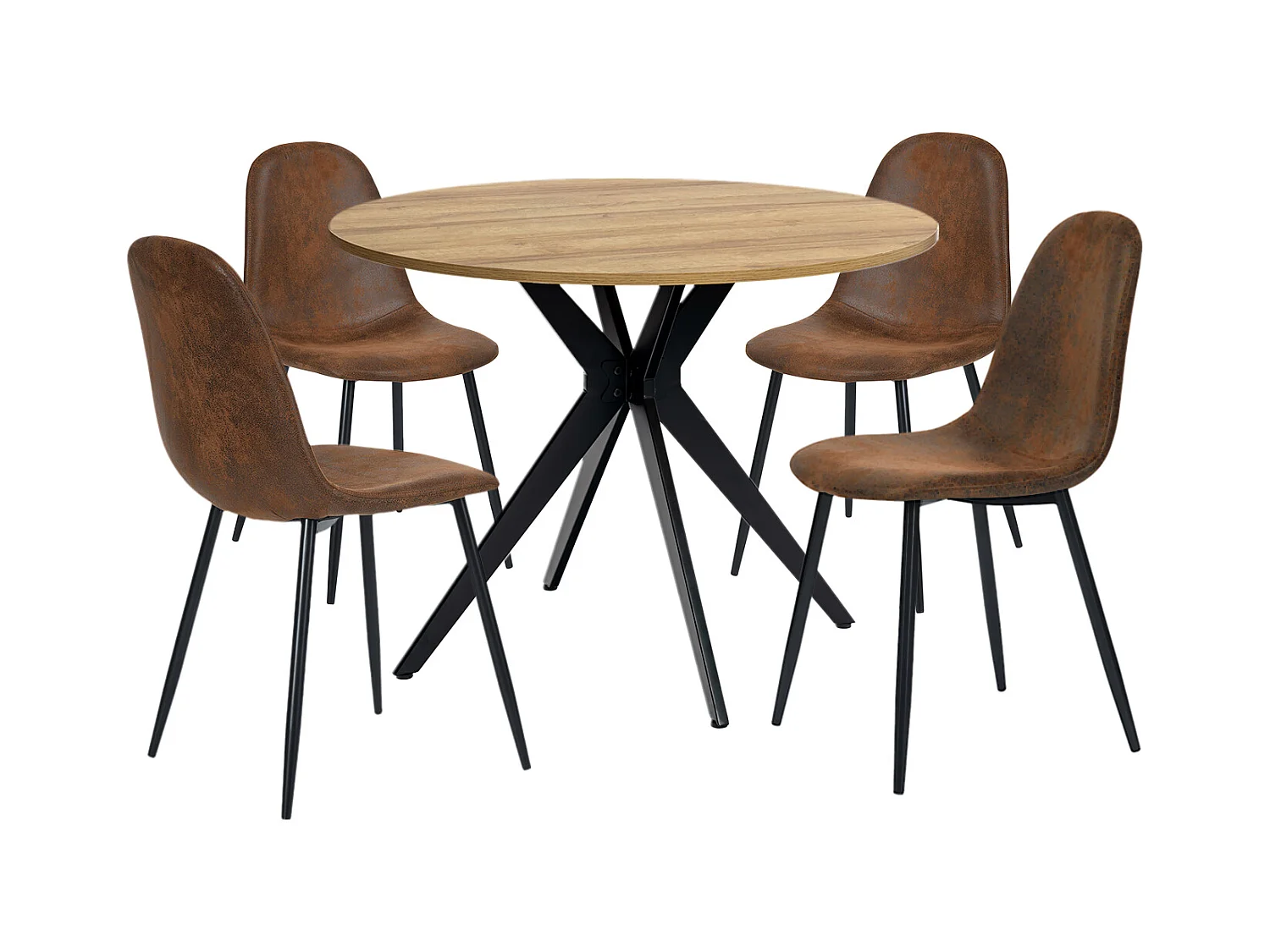 Ensemble de table à manger ronde avec 4 chaises, CLIFTOAKXSET