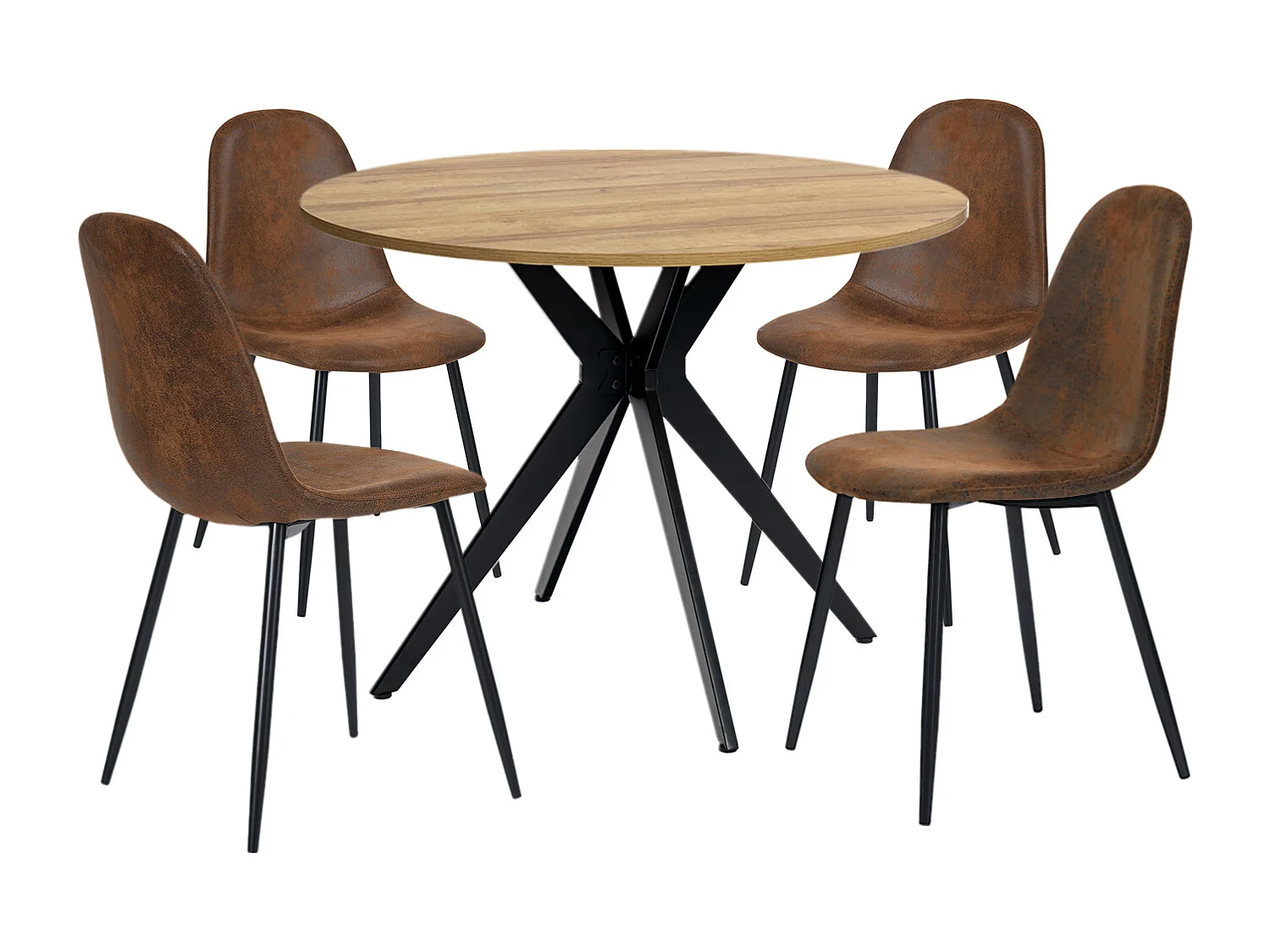 Ensemble de table à manger ronde avec 4 chaises, CLIFTOAKXSET