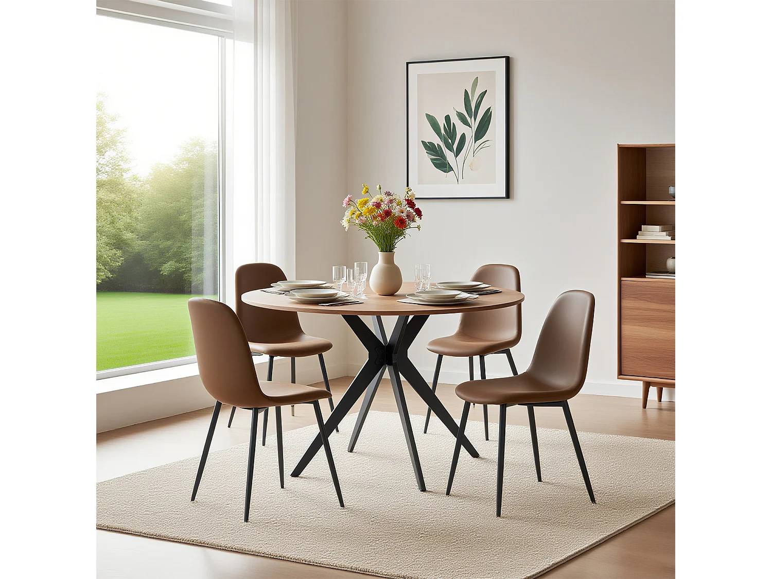 Ensemble de table à manger ronde avec 4 chaises, CLIFTOAKXSET