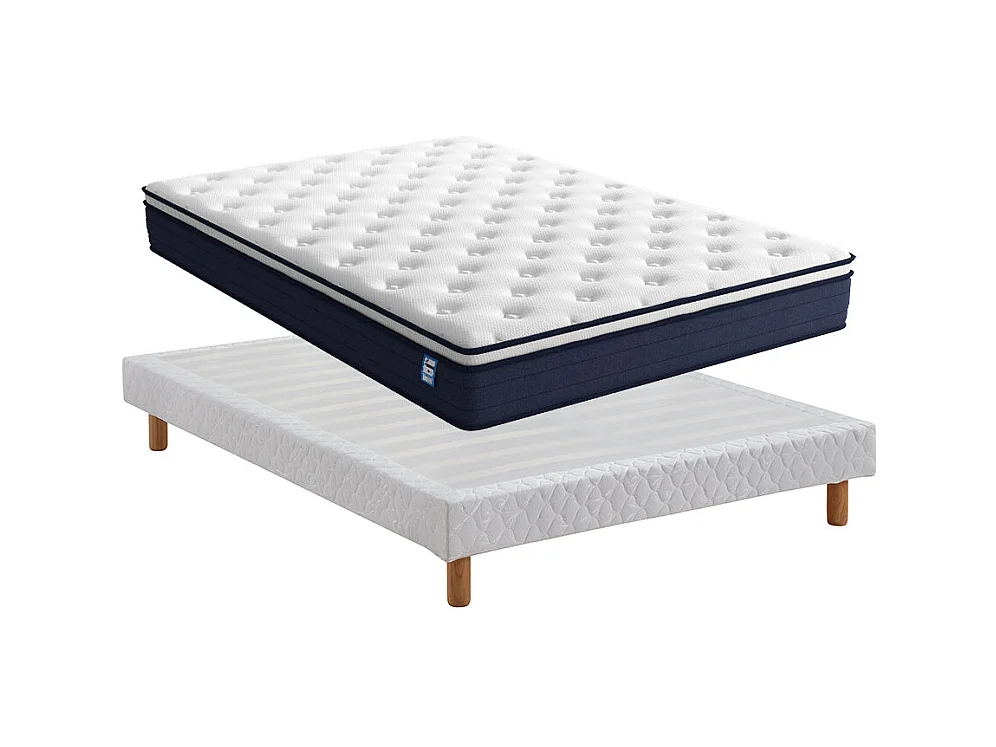 Ensemble Matelas à ressorts+ Lit Sommier Tapissier Déco 140x190cm, Epaisseur du Matelas 25cm