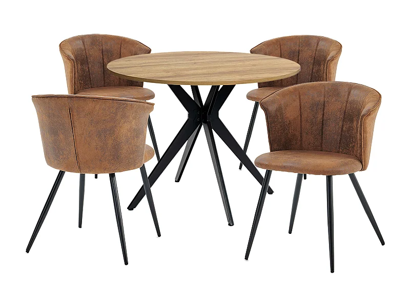 Ensemble de table à manger ronde avec 4 chaises, CLIFTOAKXSET