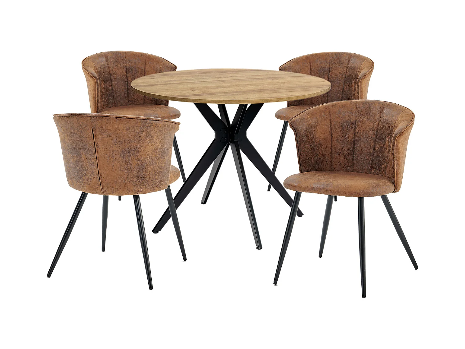 Ensemble de table à manger ronde avec 4 chaises, CLIFTOAKXSET