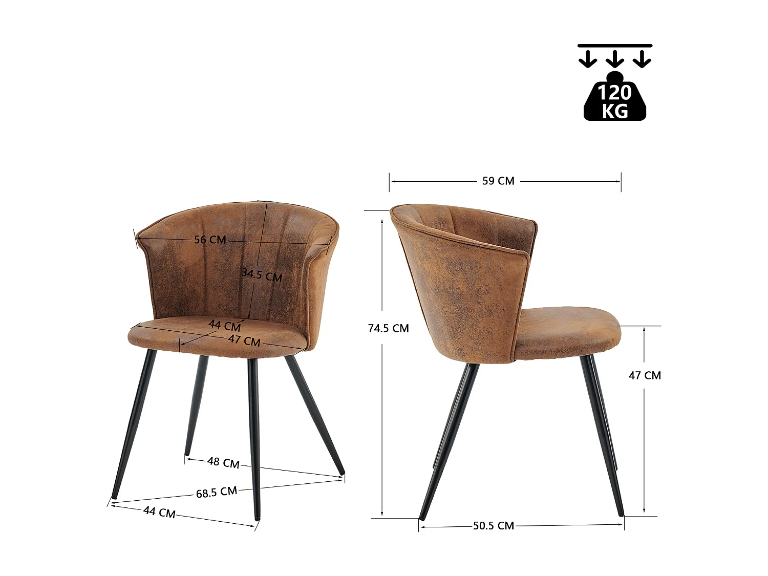 Ensemble de table à manger ronde avec 4 chaises, CLIFTOAKXSET