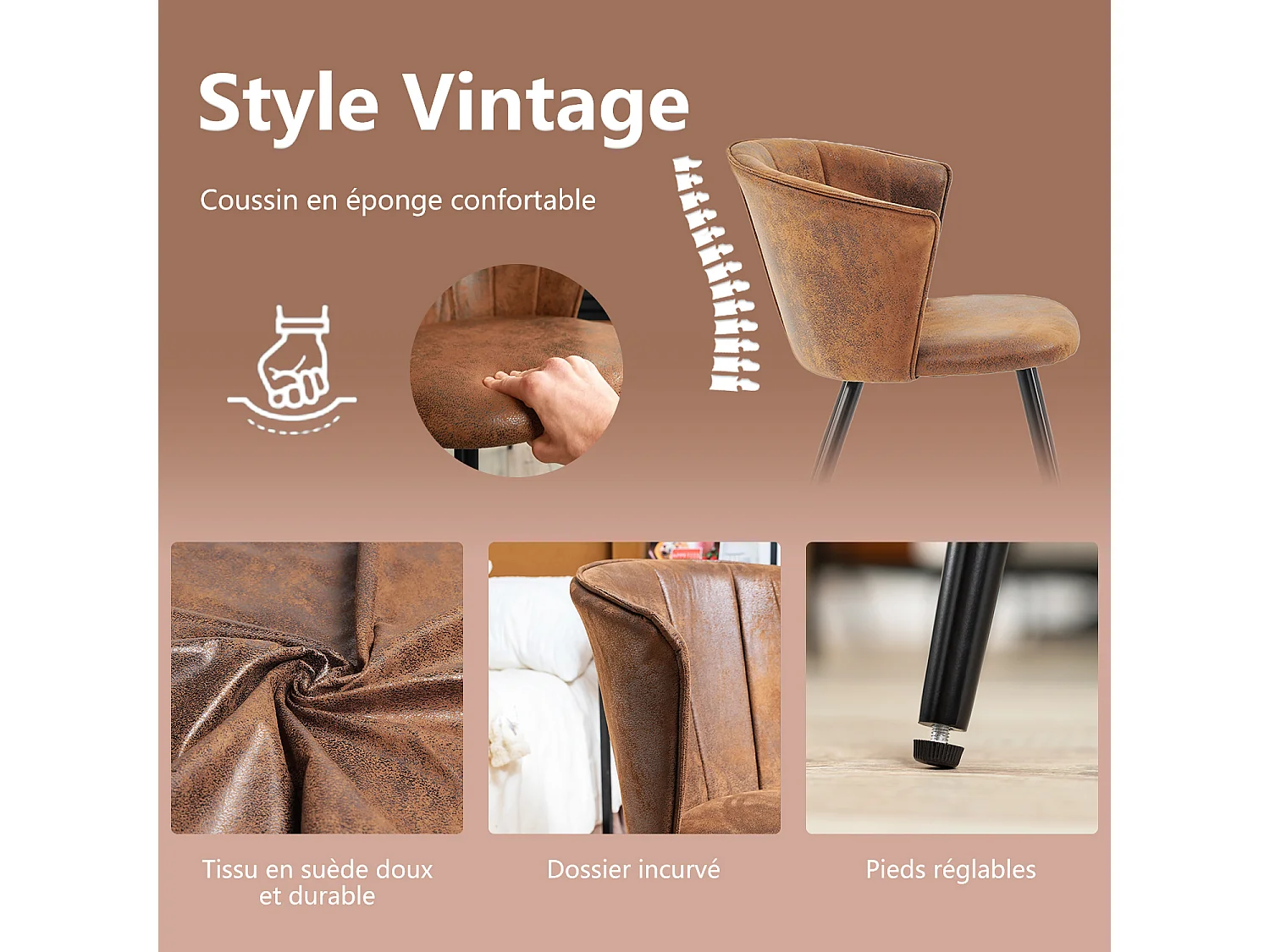 Ensemble de table à manger ronde avec 4 chaises, CLIFTOAKXSET